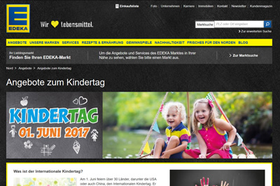 Edeka-Webseite zum Kindertag.